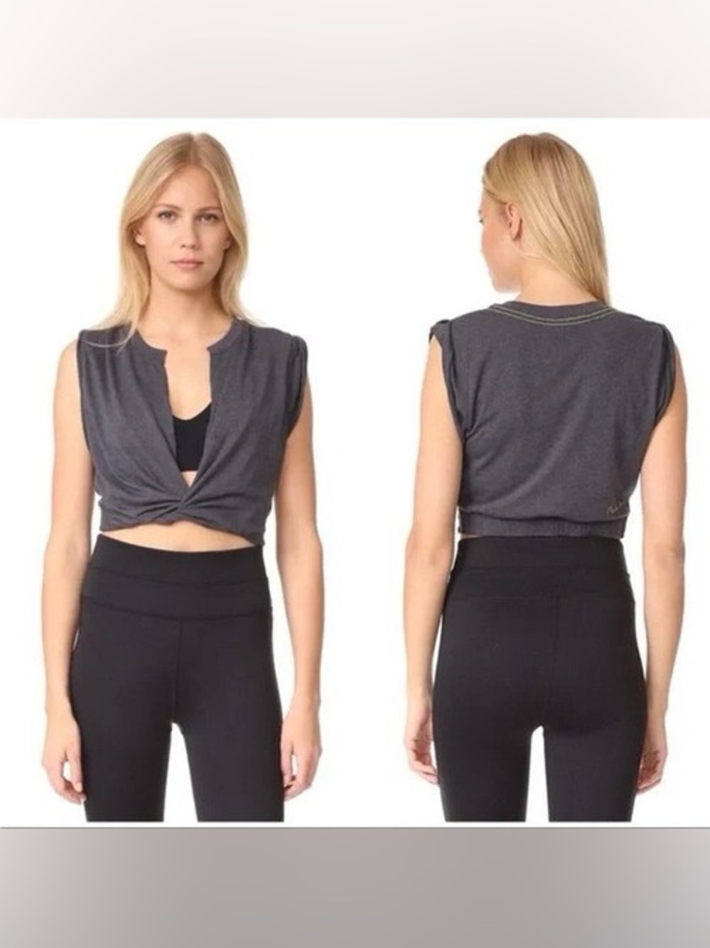 FP Movement by Free People Charcoal Twist-Front Crop Top